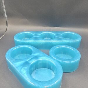 Brilliant Blue Tea Candle Holder 3 Set